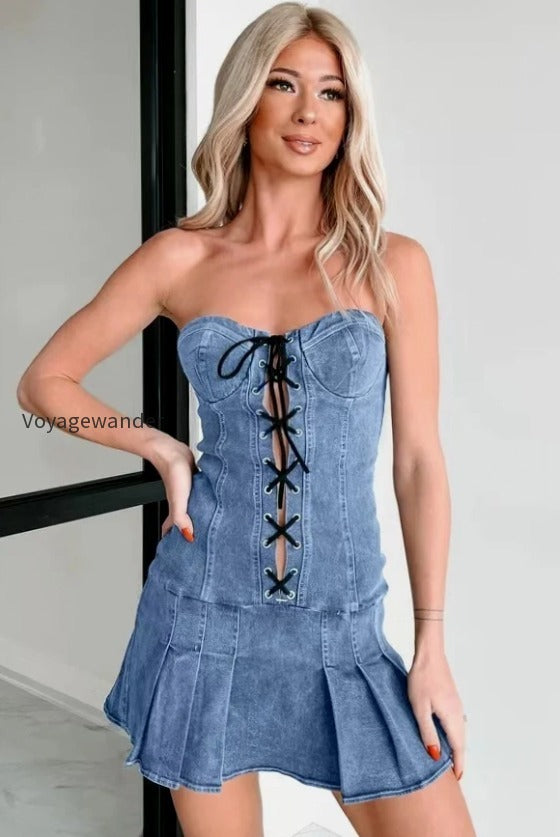 sexy-strapless-denim-dress