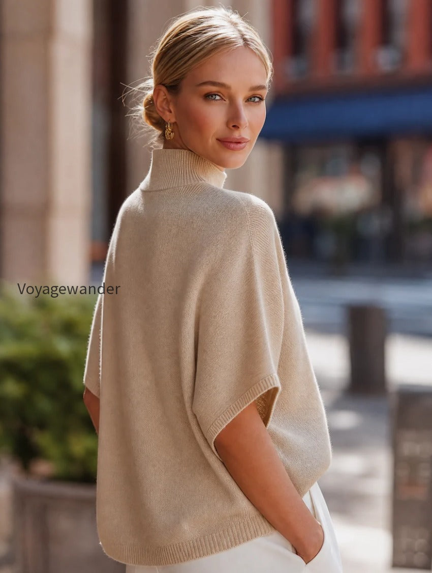 turtleneck-poncho-sleeve-knit-top