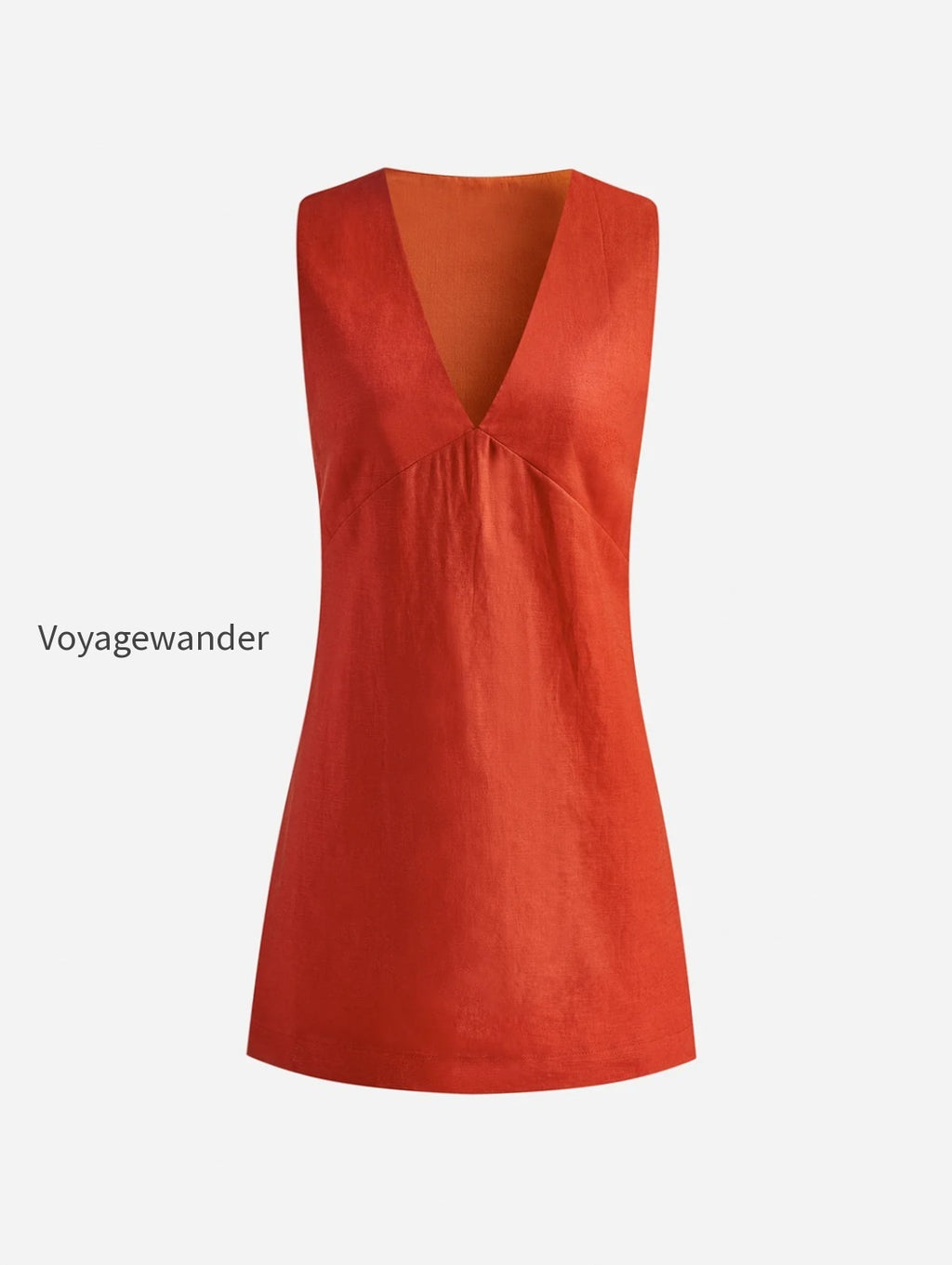 cotton-linen-v-neck-short-dress