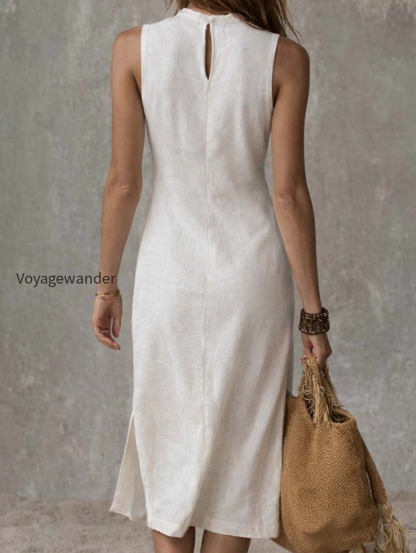 stand-collar-split-hem-cotton-and-linen-midi-dress-4h07
