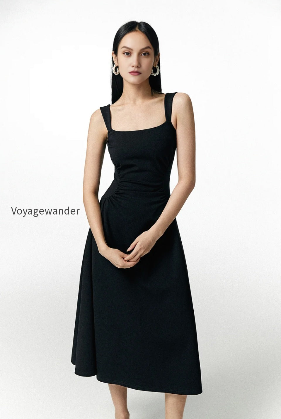 square-neck-midi-dress-with-pleated-waist