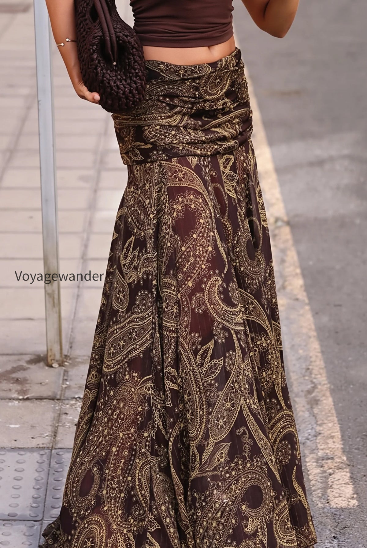 boho-brown-paisley-print-maxi-skirt