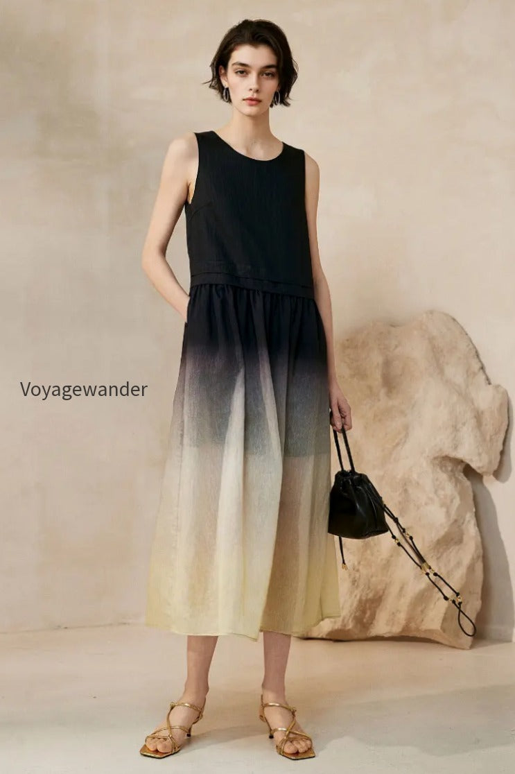 ombre-sleeveless-linen-midi-dress