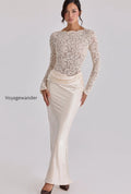 sheer-lace-panel-ruched-satin-mermaid-maxi-lace-dress