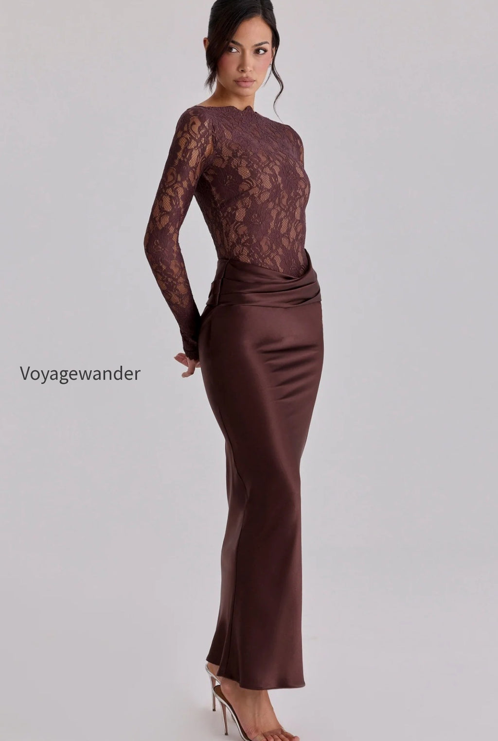 sheer-lace-panel-ruched-satin-mermaid-maxi-lace-dress