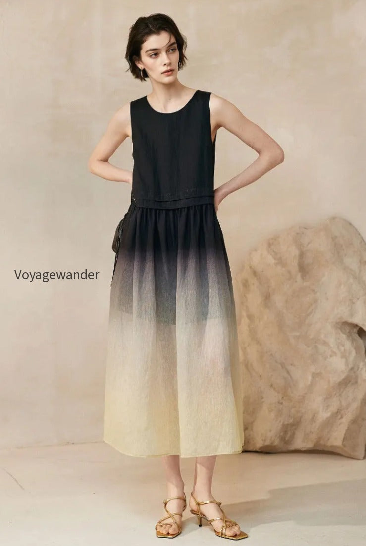 ombre-sleeveless-linen-midi-dress