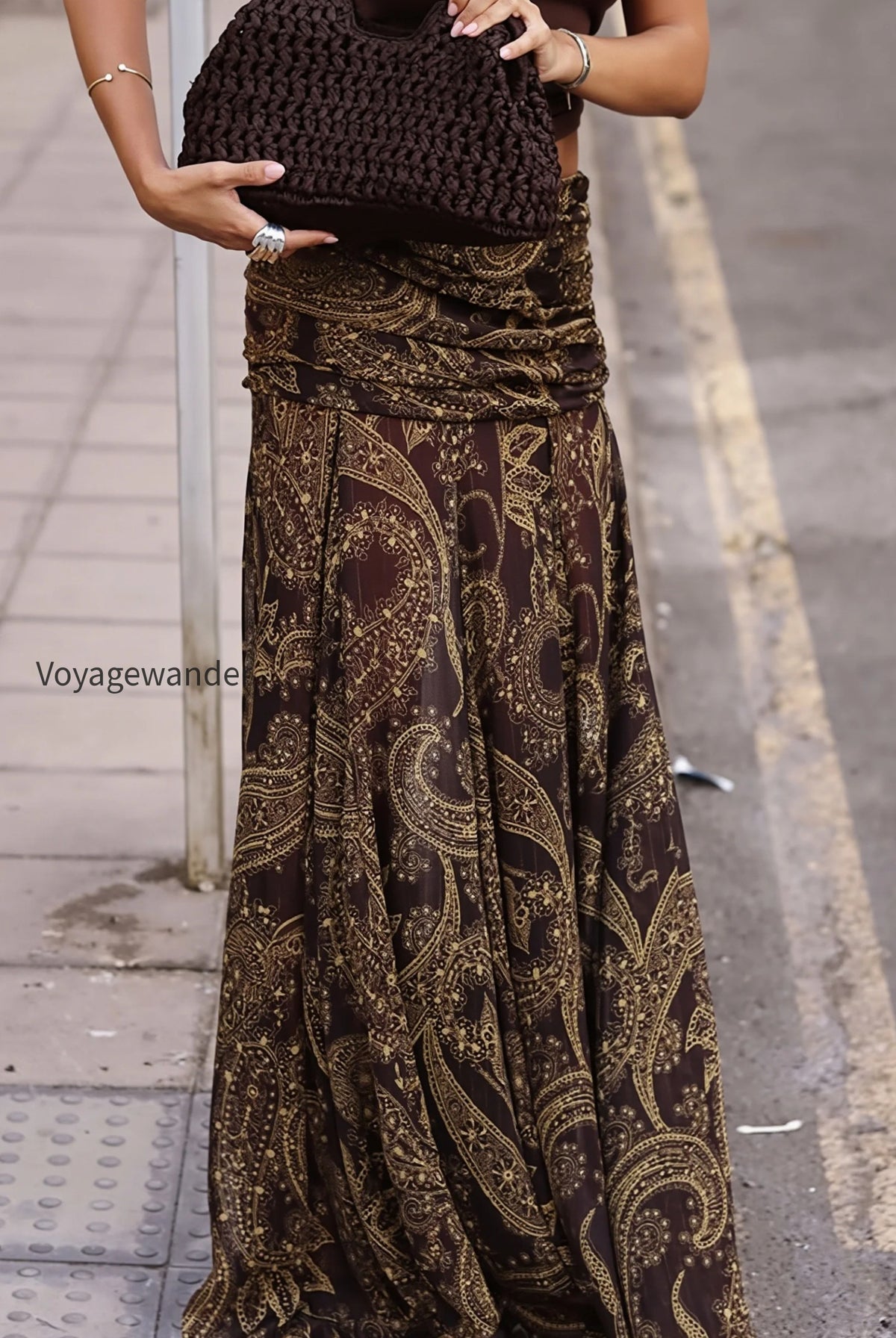 boho-brown-paisley-print-maxi-skirt