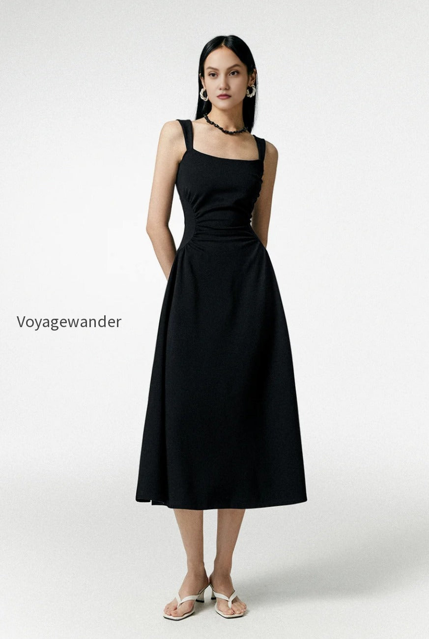 square-neck-midi-dress-with-pleated-waist