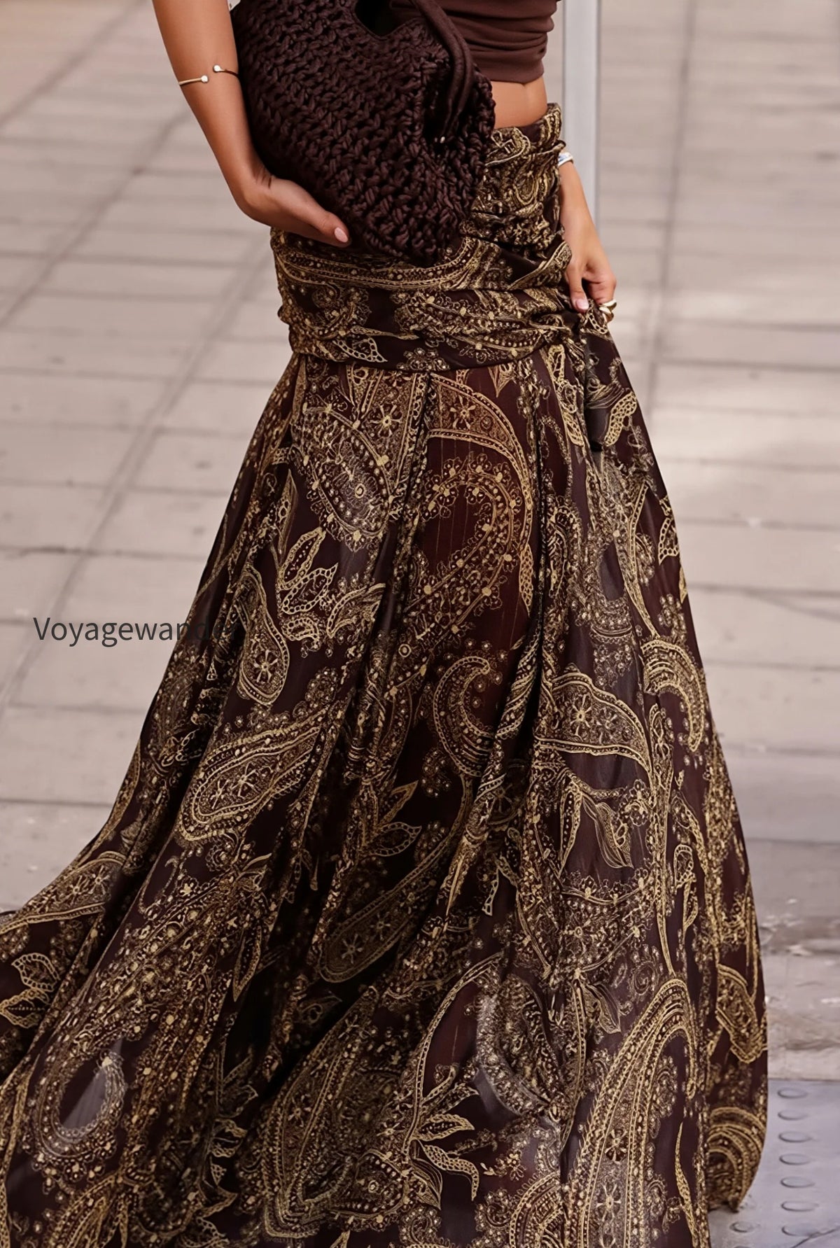 boho-brown-paisley-print-maxi-skirt