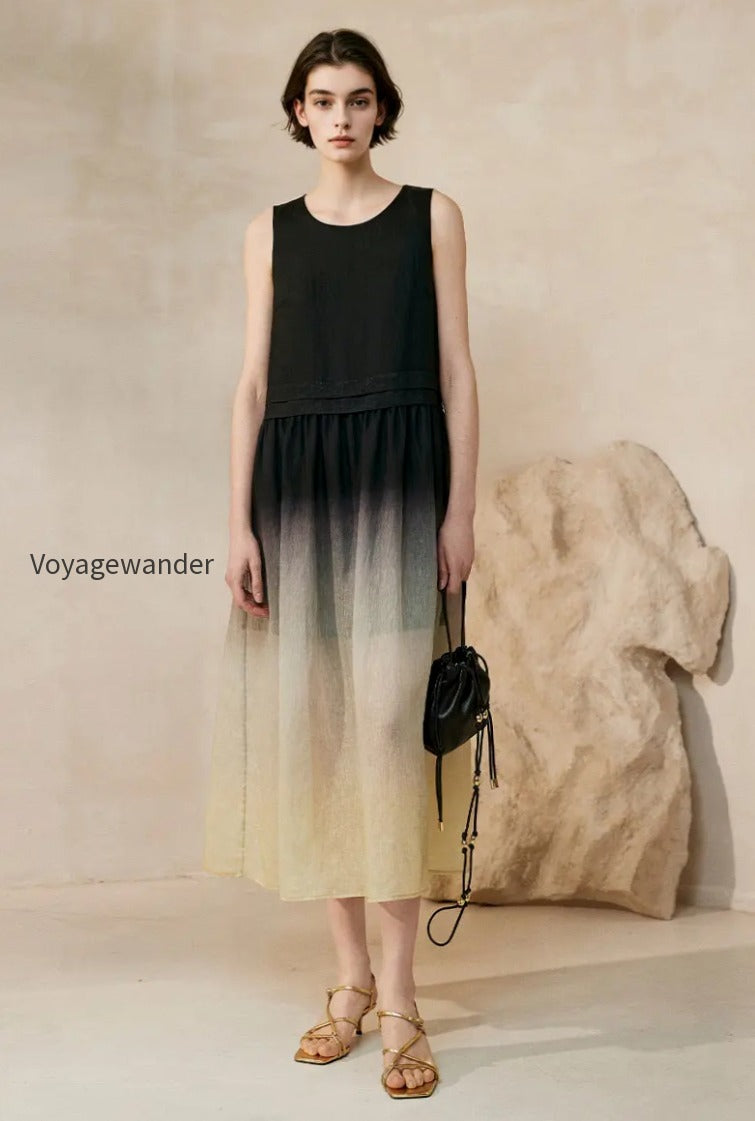 ombre-sleeveless-linen-midi-dress